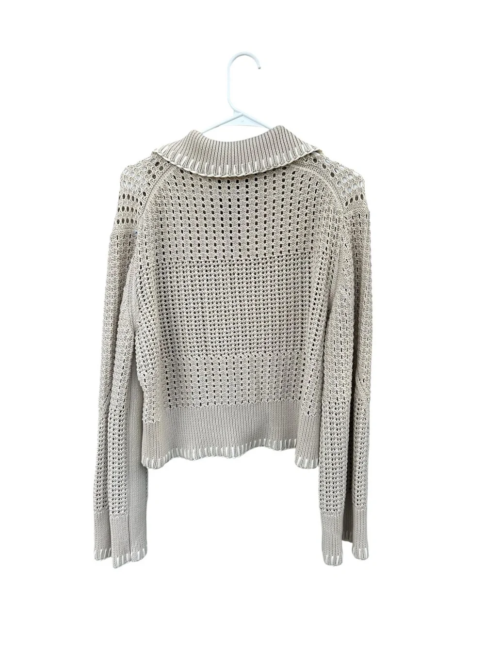 SIMKHAI Beige Crochet Knit Sweater - Size Medium - 100% Cotton - Minimalist - Picture 11 of 11
